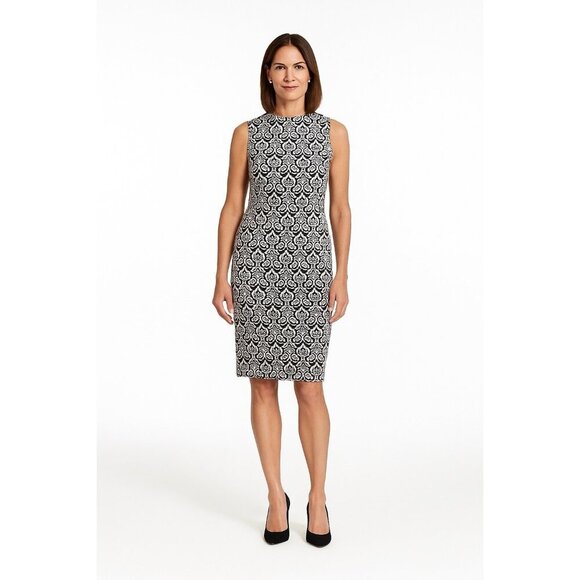Dresses & Skirts - SOLD sleeveless shift sheath geometric L
